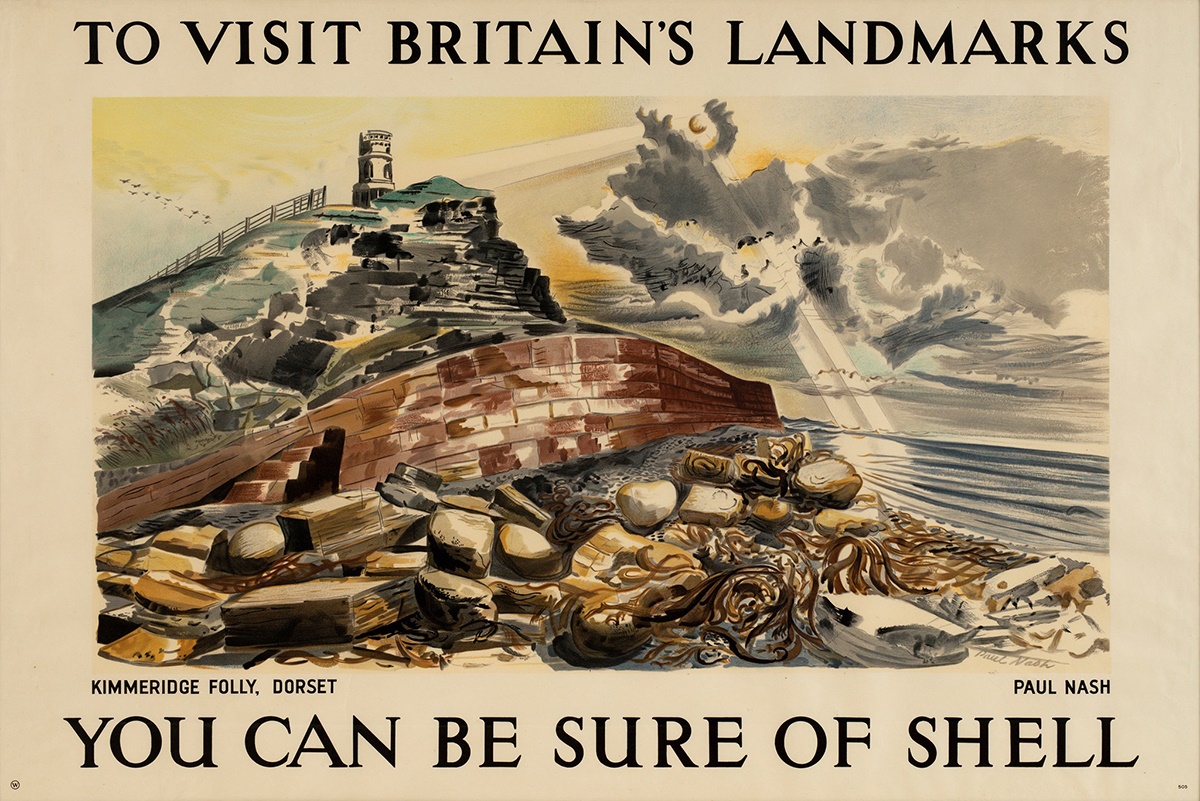 LOT 13 | PAUL NASH (1889–1946) | KIMMERIDGE FOLLY, DORSET lithographic poster, 1937, condition A; not backed, framed 76cm x 114cm (30in x 45 in) | £1,500 - £2,000 + fees